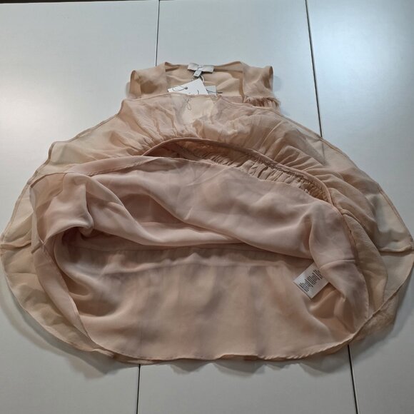 Joie Top Women M Beige V Neck Sleevless Silk Lined Babydoll Party Office Wedding - Picture 10 of 14